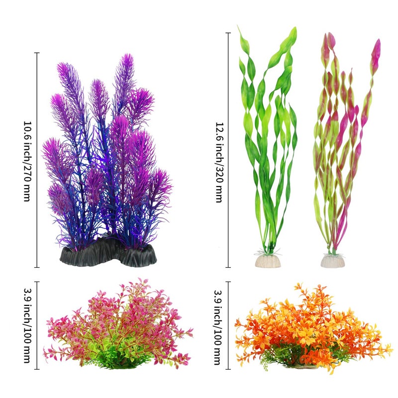 MyLifeUNIT Artificial Aquarium Plants, Plastic Fish Tank Plants for Aquarium Decorations, Pack of 7 (Style B) - Image 4